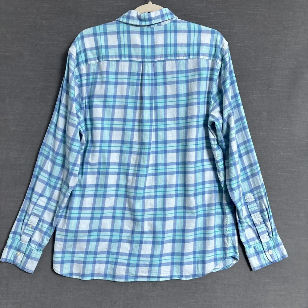 Vineyard Vines Shirt M Blue Plaid Lightweight Flannel Button Down Casual Classic